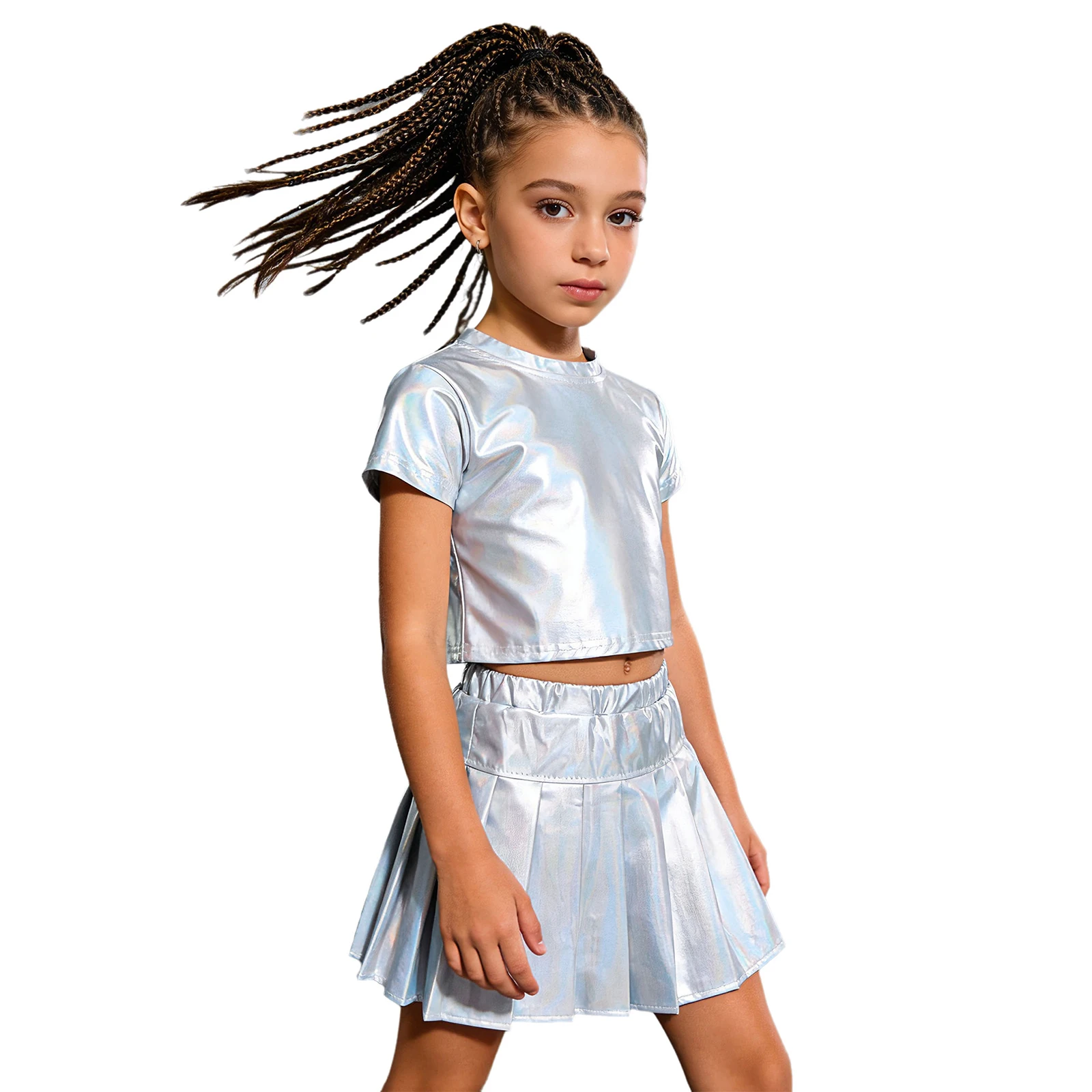 Conjunto Hip Hop Niña Camiseta Manga Corta + Falda Urbana - close-up view
