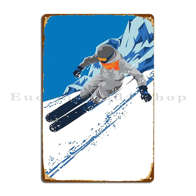 Downhill Skiing Snow Skier Ski Winter Sports Metal Sign Wall Decor Cinema Decoration Designing Printing Tin Sign Poster