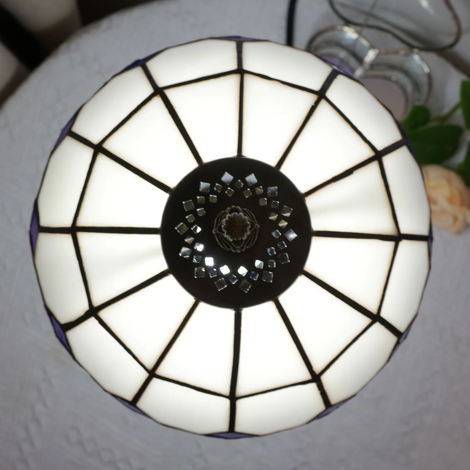 20cm Stained Glass Desk Lamp Simple European Blue Mediterranean Bedroom Night Light Bedside Table Lamp