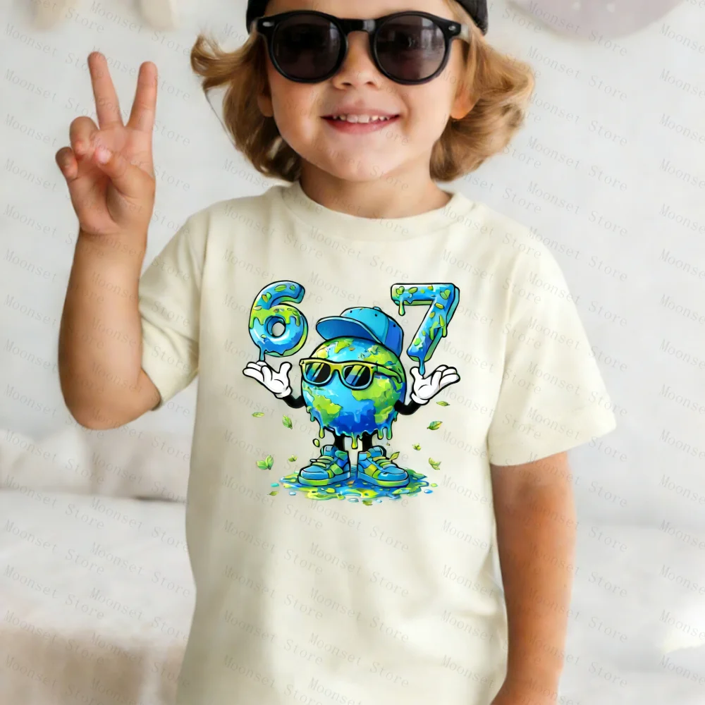 Planet Earth 67 Cartoon Shirt 67 Earth Day Shirt Teacher Boys Kids 6 7 Dabbing Earth Day Six Seven Men's Shirts Woman t-shirts