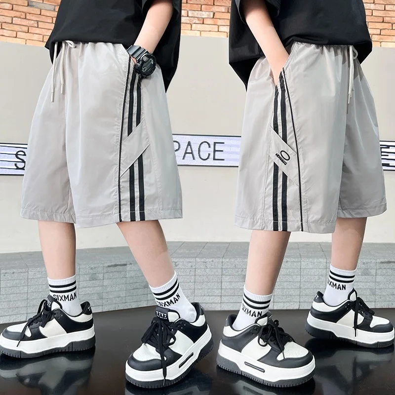 UNITIM Summer 4-14Y Kids Boys Shorts Casual Thin Breathable Children Boys Shorts Striped Young Teenager Boys Half-length Shorts