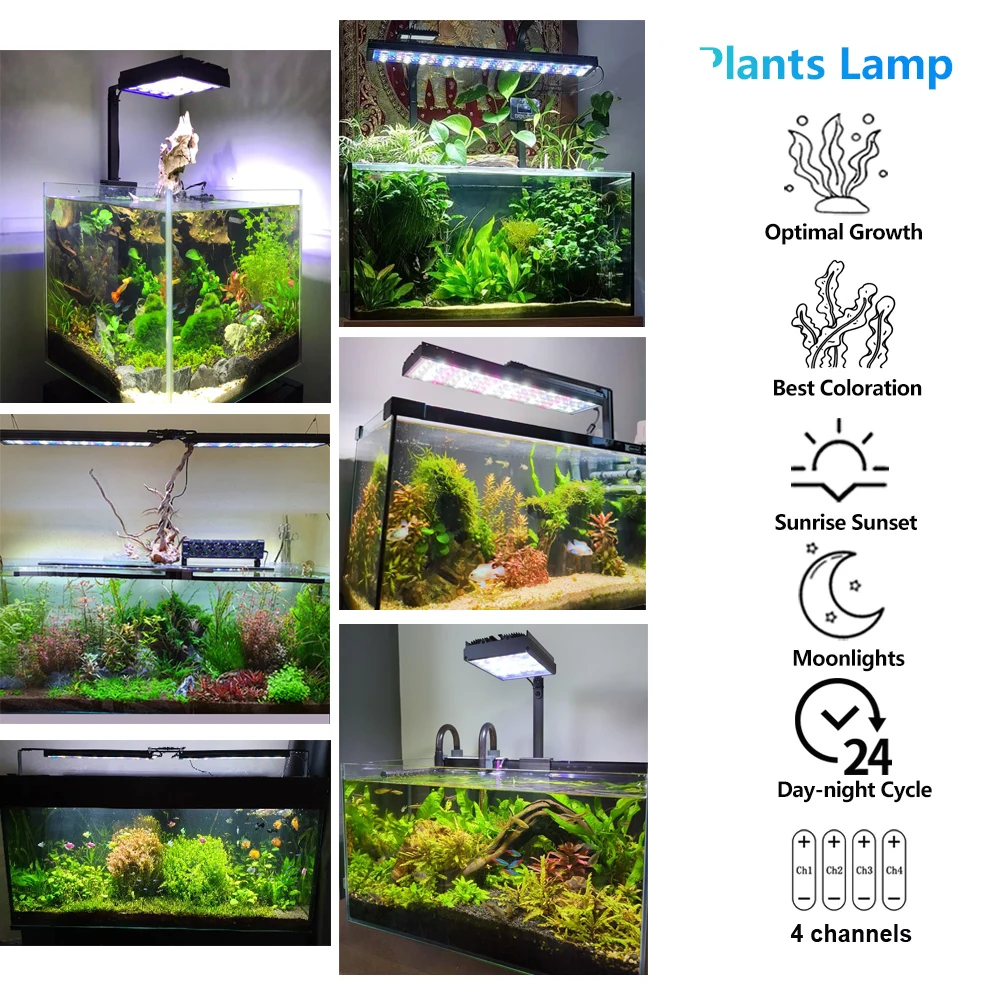 Imagem -06 - Luz Led do Aquário com Temporizador Luz do Tanque de Peixes Lâmpada Decoração do Aquário Luzes Frescas Plantadas Nascer e Pôr do Sol 40180cm