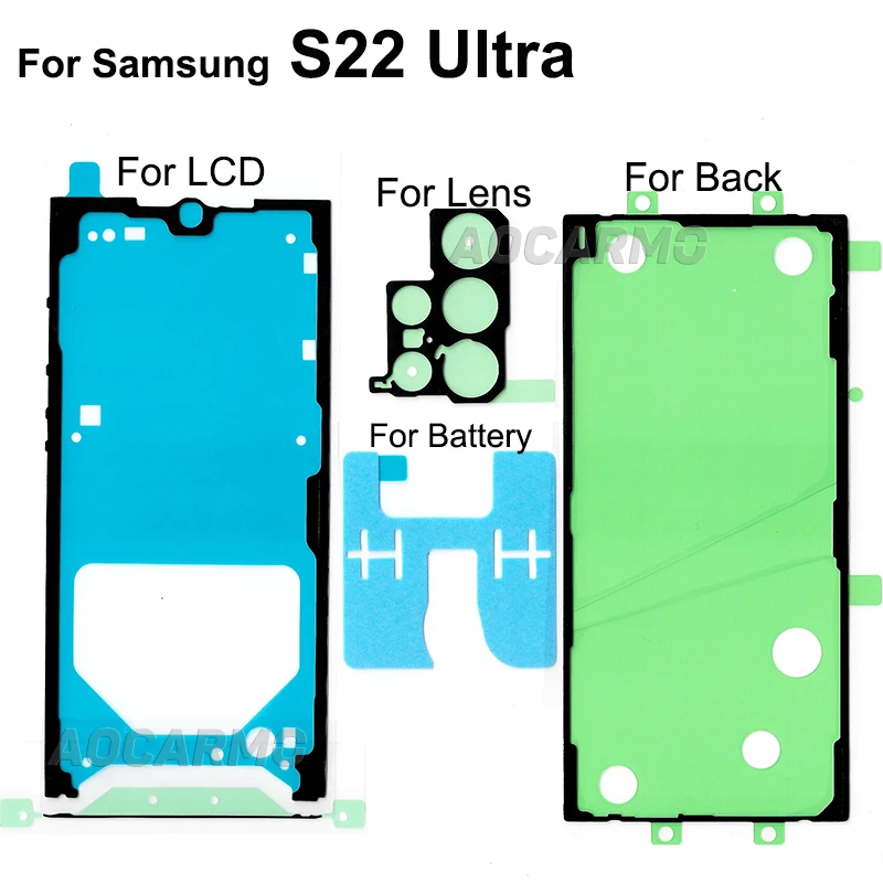 Aocarmo For Samsung Galaxy S22 Ultra S22u Front Screen LCD Adhesive Back Adhesive And Back Cover Waterproof Sticker Glue