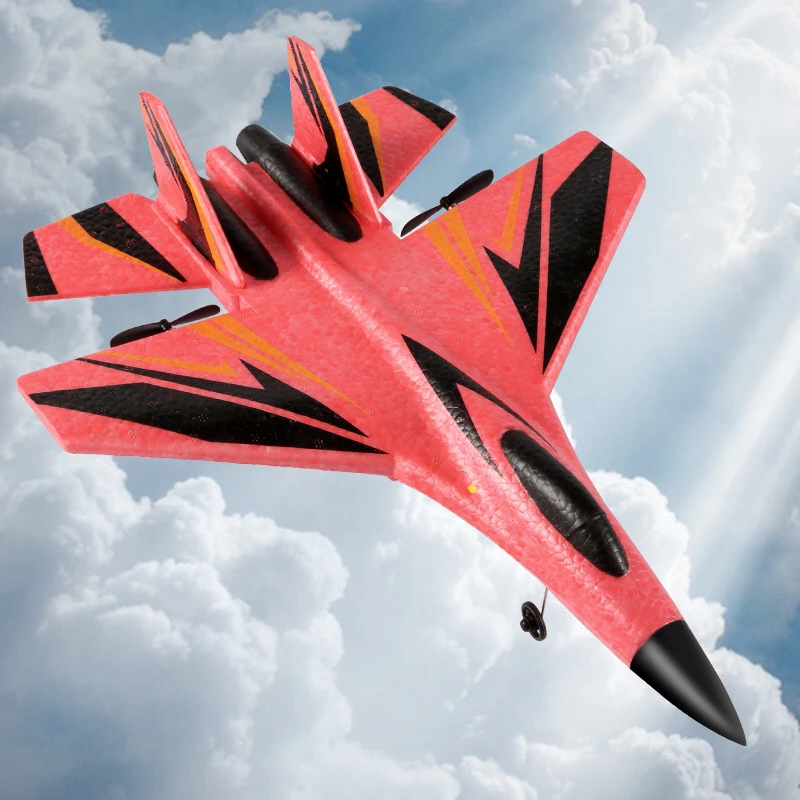 JIKEFUN Foam RC Jet samolot SU30 samolot 2.4G sterowanie radiowe szybowiec pilot myśliwiec szybowiec samolot zabawki dla chłopców dla dzieci