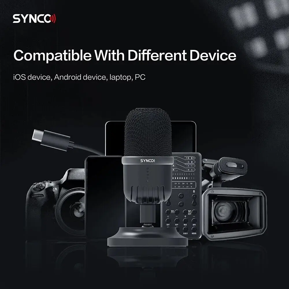 Synco Cmic-V1M Laptop Professional Microphone Karaoke USB Mic Pro Audio Equipment One-Button Muting for Singing PC Computer Live