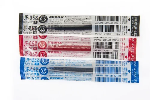 Imagen 2 del producto Zebra JF-0.5/JF-0.4 12 unids/lote recambios de Gel para cebra Sarasa negro/azul/rojo suministros de escritura