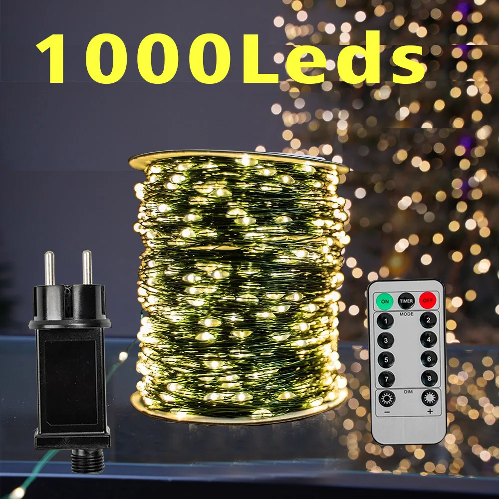 Green Wire 1600LEDs Fairy string Lights Plug  In wholesale for Tree Outdoor Christmas Holiday wedding Garden Decoration