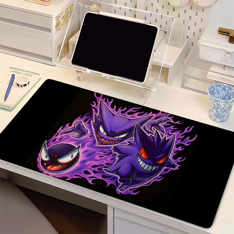 Tapis de souris P-Pokemon Gengar, grand tapis de bureau pour clavier de Gamer, tapis de souris pour ordinateur portable, en caoutchouc naturel, tapis de souris pour ordinateur portable
