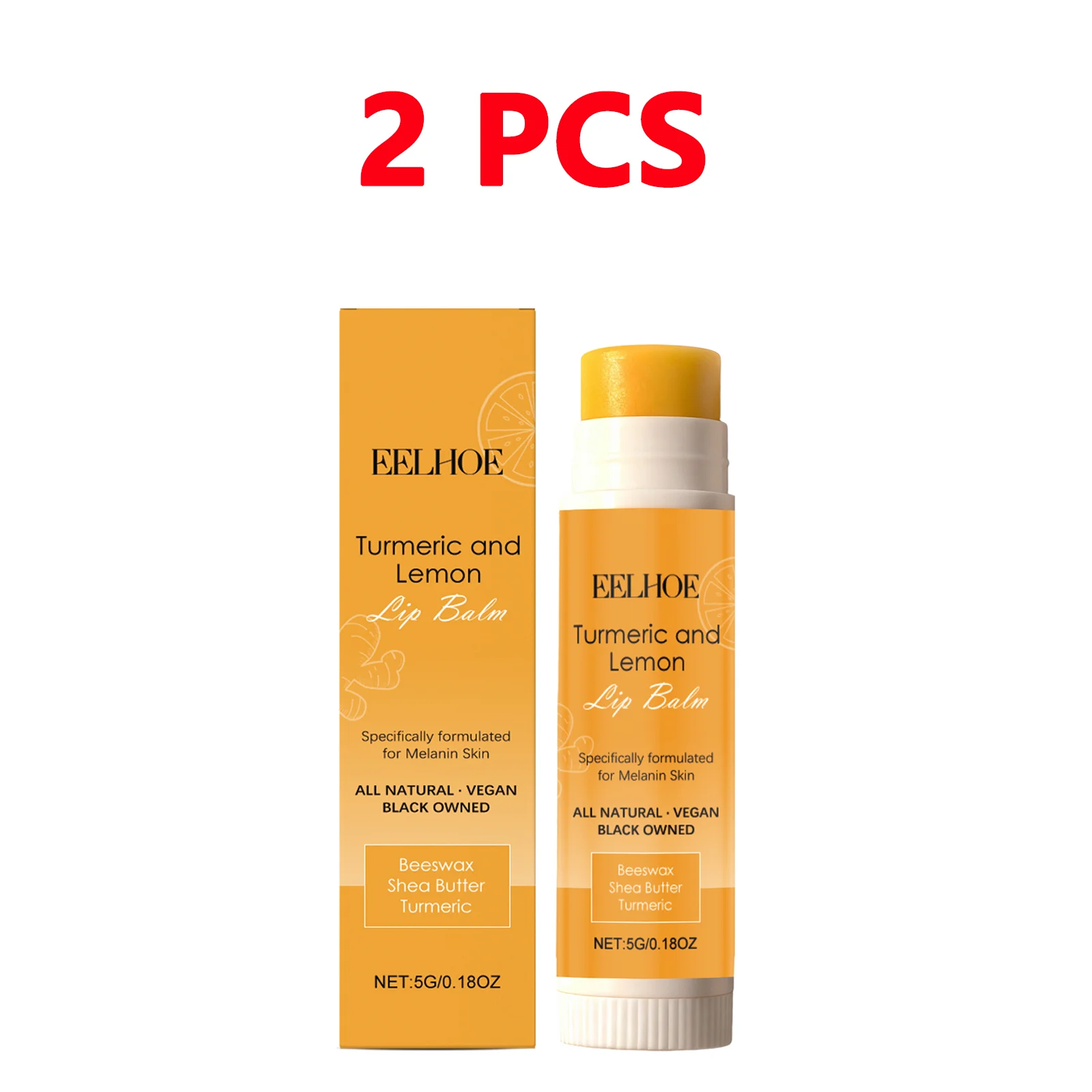 Kurkuma-citroen lippenbalsem, langdurig hydraterend, verzachtend, verheldert doffe lippen, exfoliërend, niet-kleverig, voor- make-up basis.