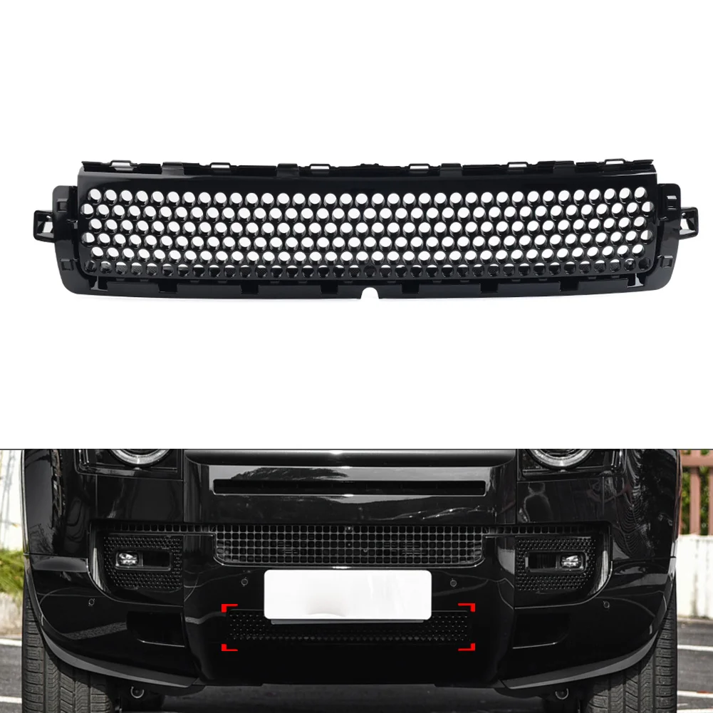 Glossy Black Car Front Bumper Lower Grille Grill Cover Accessories For Land Rover Defender 90 110 130 2020 2021 2022 2023 2024