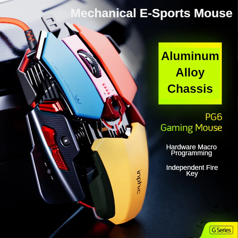 

PG6 Macro Computer Mouse USB Wired Gaming Mice RGB Silent Mause 12800 DPI Game Mouse With 9 Button For PC Laptop Desktop Gamer