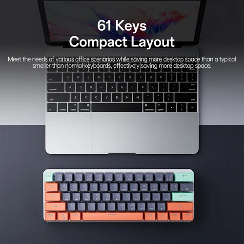 Imagen 2 del producto MUCAI 61 teclas USB con cable para juegos y equipos de deportes electrónicos teclado LED eje retroiluminado teclado mecánico para juegos interruptor rojo de escritorio