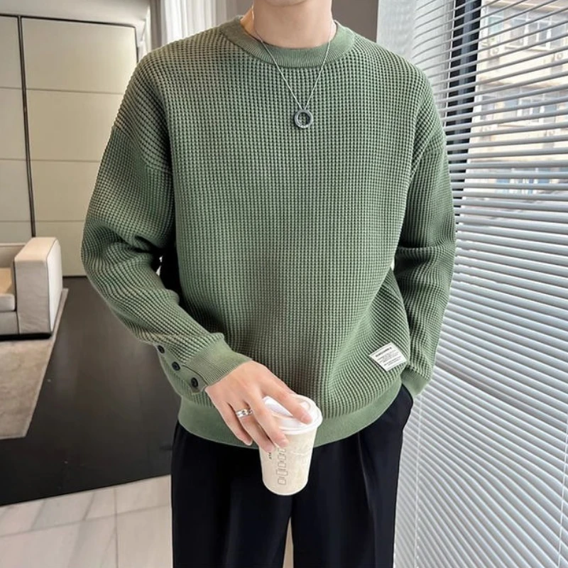 Freizeit Strickwaren Runder Kragen Sport Knopf Pullover Mann Ästhetische Pullover Designer Kabel Streetwear Y2k Strickpullover für Männer
