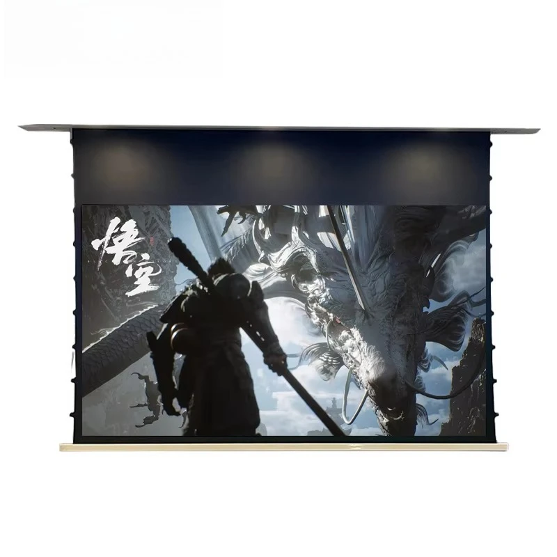 

High Quality Wupro/OEM Ceiling Hidden Motorized Projector Screen 120 Inch Gray Crystal Electric Drop Down Projector Screen