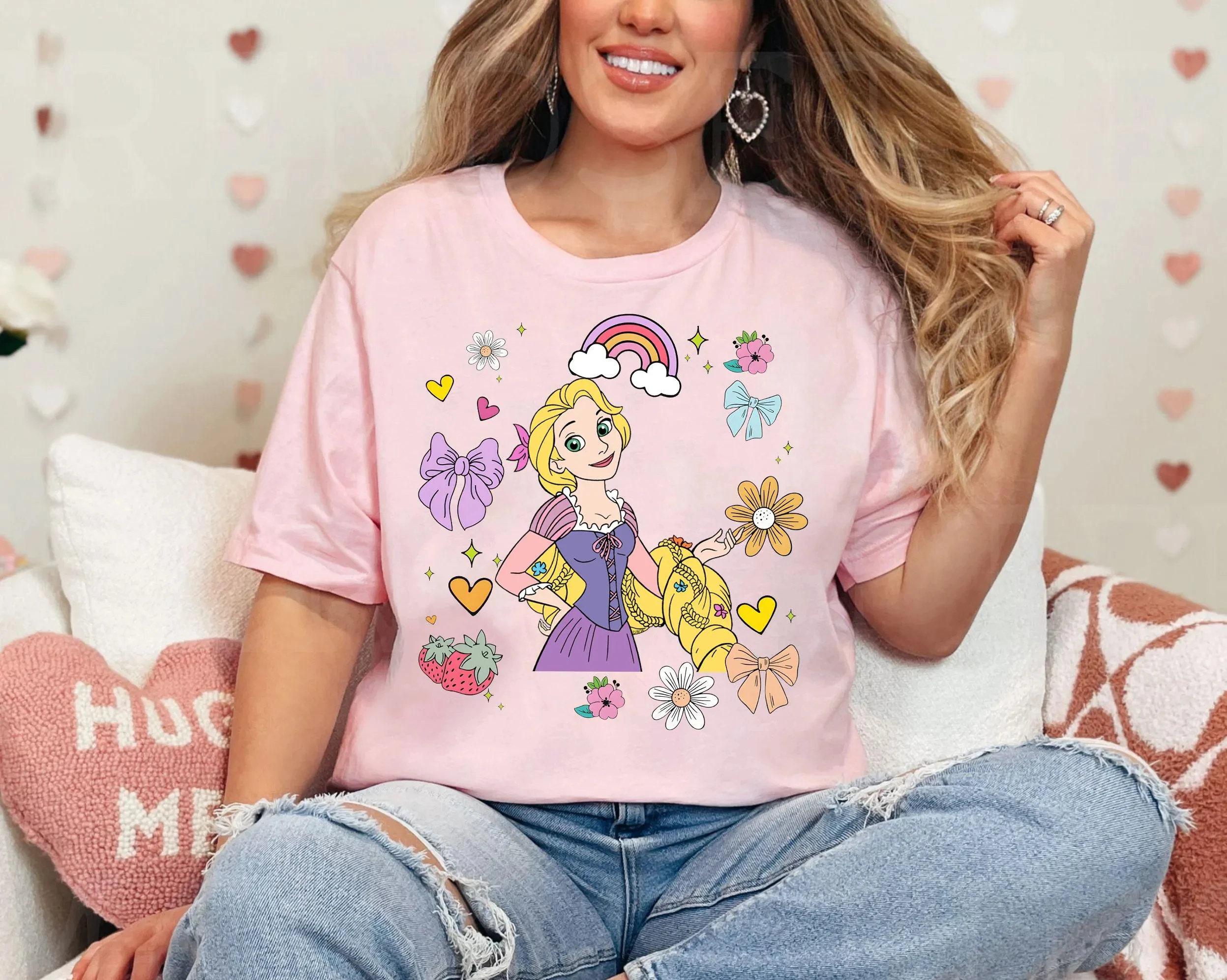 قميص فينتاج ديزني رابونزيل برينسيس كوكيت بفيونكة |   تي شيرت ديزني متشابك ريترو |   WDW Magic Kingdom Family 2025 رحلة فتاة