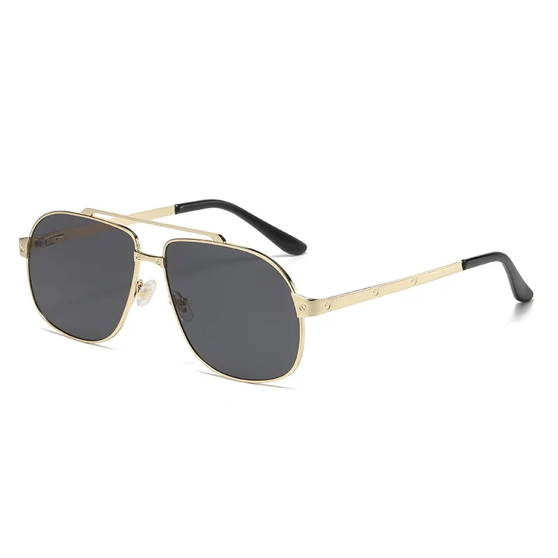 

Spring leg square sunglasses with double beams, European and American large frame, new ins style sunglasses