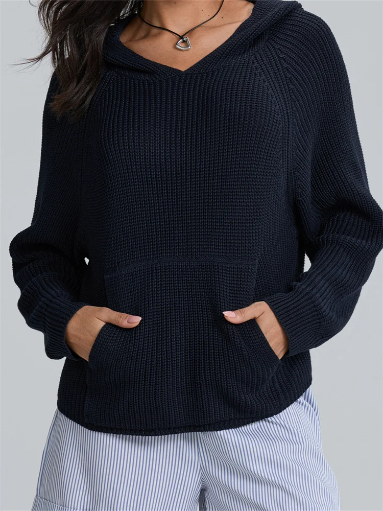 CHRONSTYLE Y2K Frauen Herbst Winter Warme Gestrickte Pullover Langarm Sterne Druck Casual Mit Kapuze Strickwaren Lose Pullover Streetwear