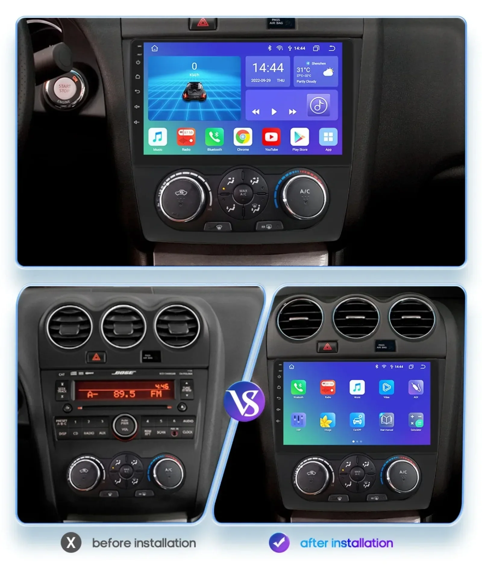 9“7862 Android 12 Auto Car radio multimedia player For Nissan Altima Teana 2008-2012 4G Carplay GPS navi Stereo 2din Autoradio