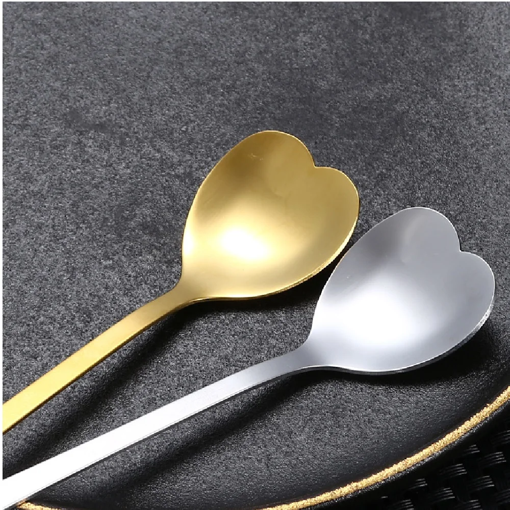 Heart Coffee Spoon Stainless Steel Hollowed Out Heart-shaped Spoon Teaspoon Dessert Snack Scoop Milk Spoons Tableware