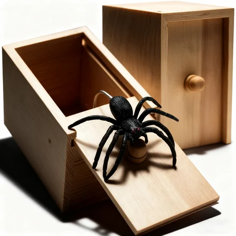 Trick Spider prank Funny Scare Box Wooden Hidden Box Quality Prank Wooden Scare Box Fun Game Prank Trick Friend Office Toys