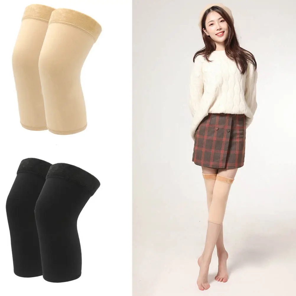 2Pairs Elastic Knee Support Sleeve Warm Compression Protector for Cold Weather Running Exercise Dancing Joint Stability