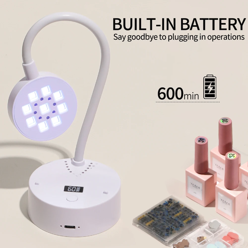 YIKOOLIN LED مجفف الأظافر الأشعة فوق البنفسجية هلام مسمار مصباح قابلة للشحن التحكم باللمس التجفيف السريع 360 °   مصباح طاولة قابل للانحناء لفن الأظافر