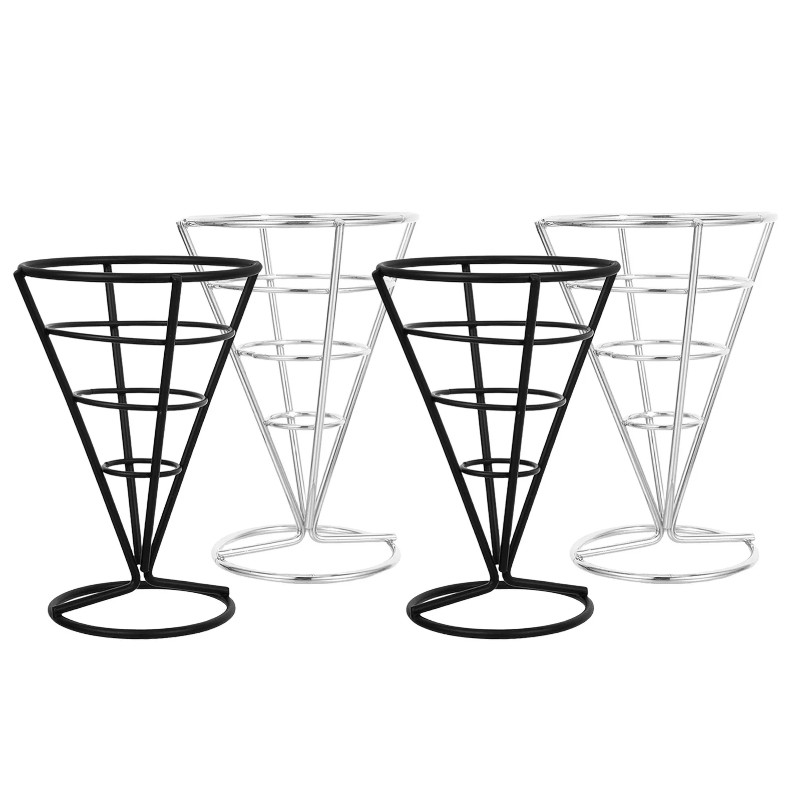 

4Pcs Metal Food Cone Basket Robust Fry Holder for Chips Fried Snacks Display in Cafes Restaurants Buffets Birthday Parties
