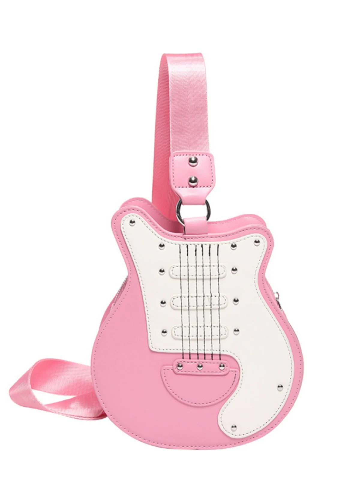 New Rock Punk Female Retro Hot Girl Black Bass Guitar Shaped Alien Bag Single Shoulder Crossbody Bag Y2k