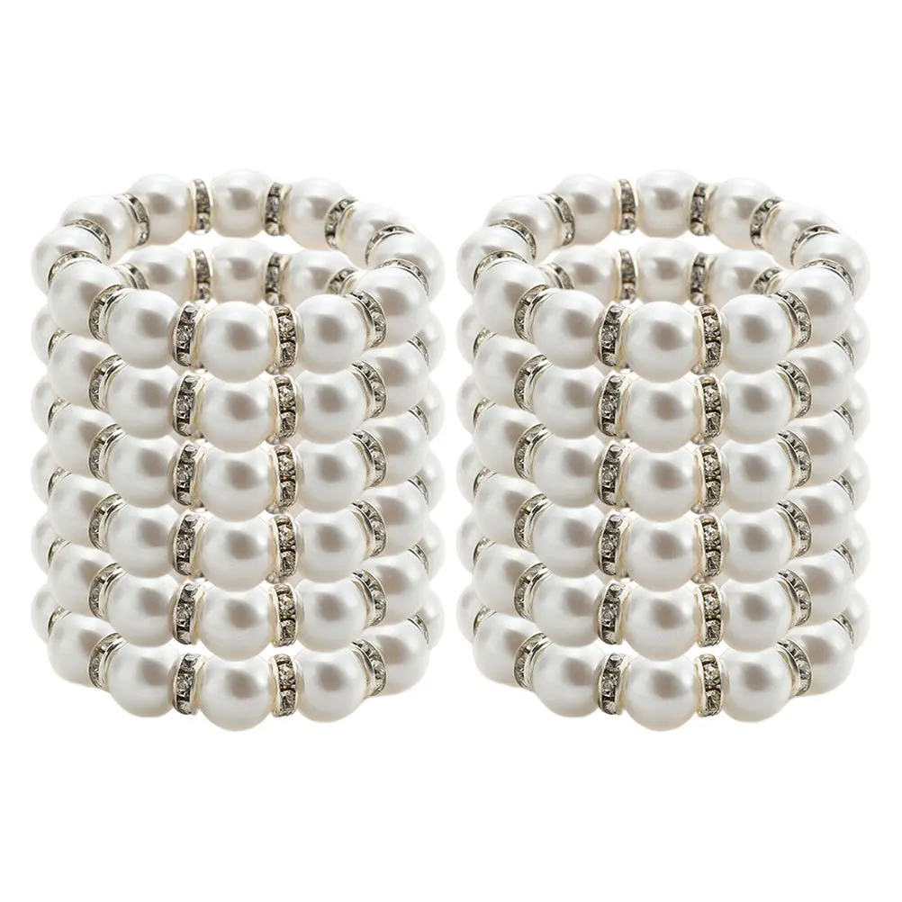 

15Pcs Beaded Napkin Rings Imitation Pearl Accents Sparkling Table Decor for Birthday Wedding Dinner Party Serviette Holder