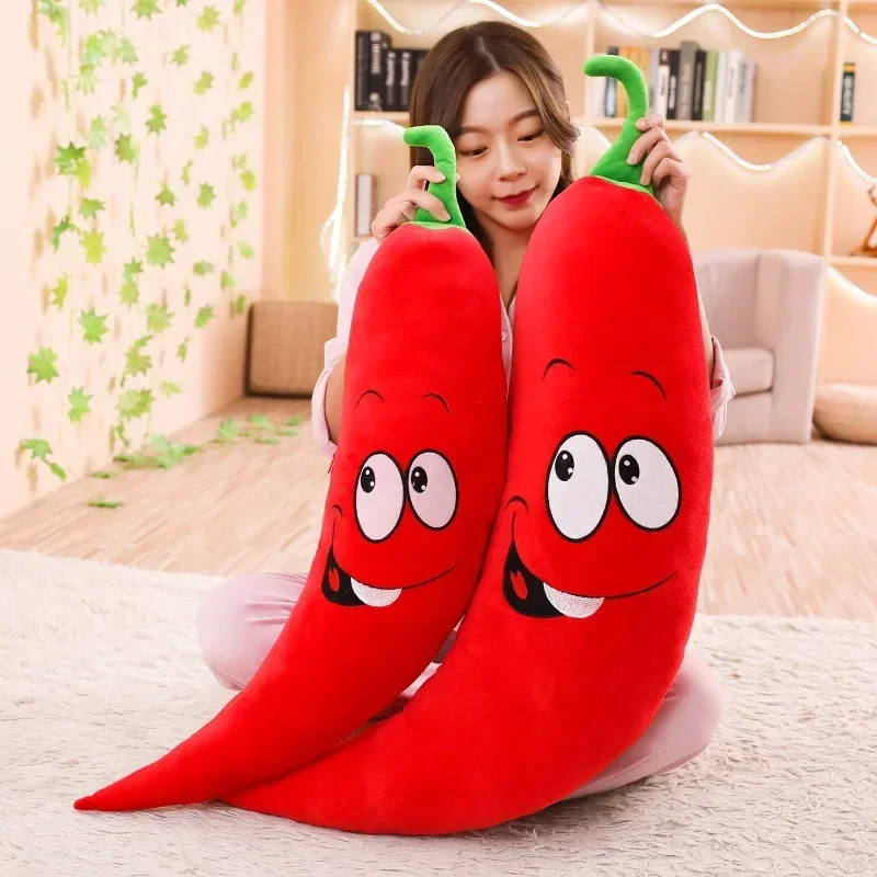 80-100cm Hot pepper Funny Face Chili creative pillow cushion plush fruit vegetables food Anti-stress soft girl Children toy gift