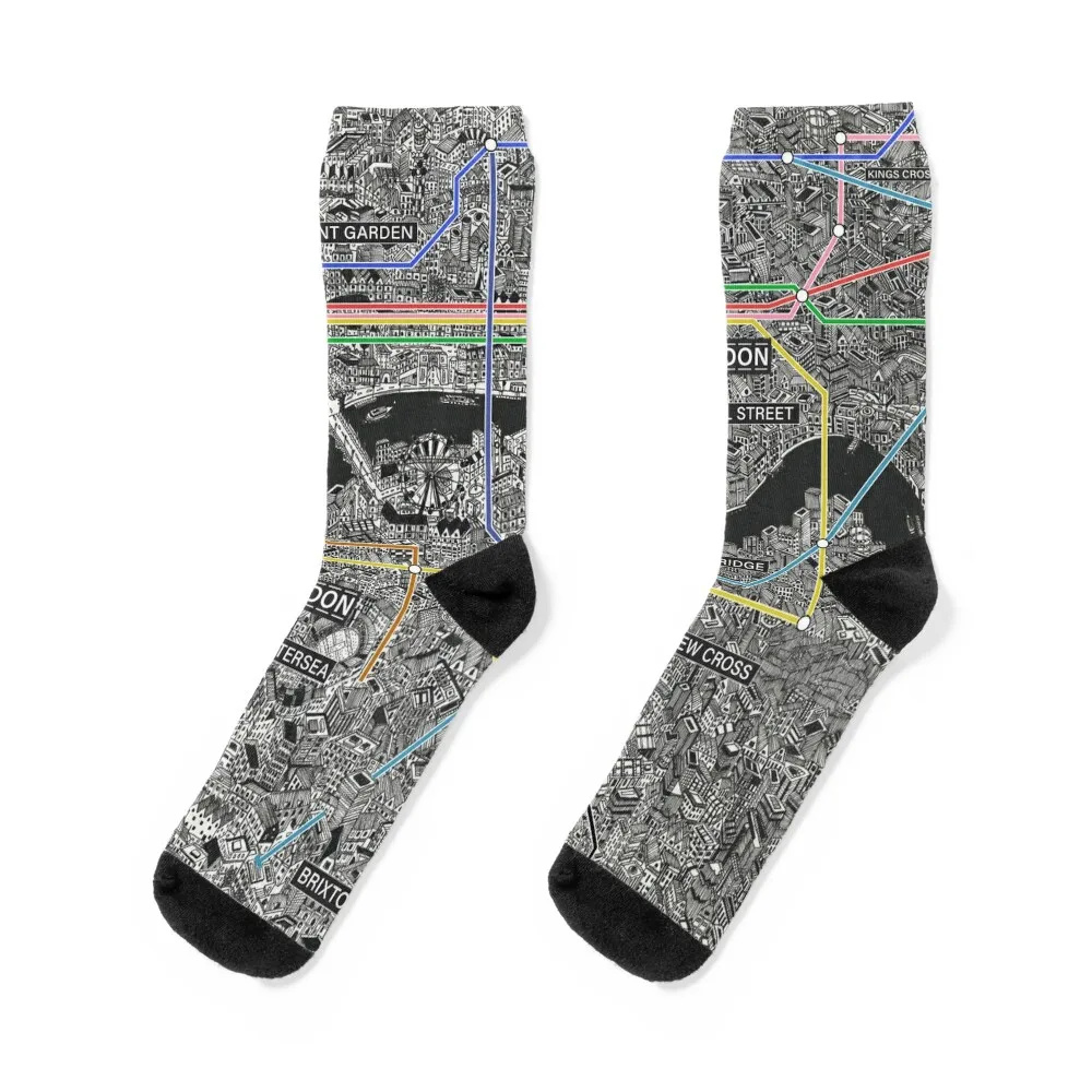 London city map Socks hiking cycling loose custom Girl'S Socks Men's