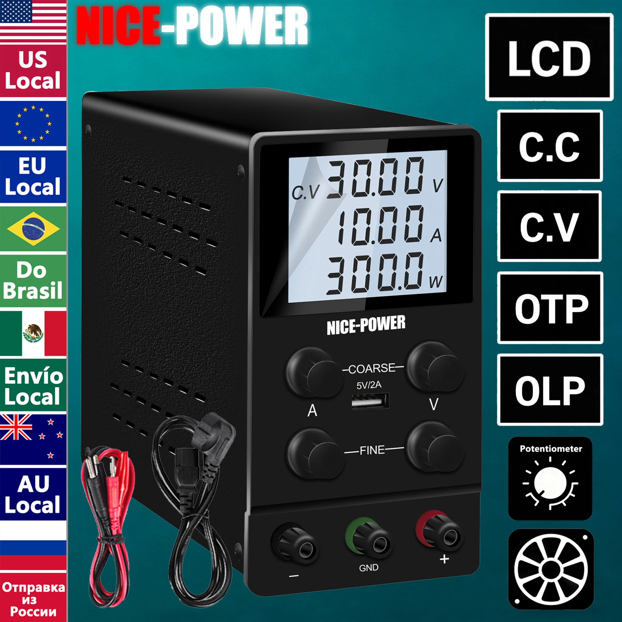 NICE-POWER DC Power Supply Variable, Adjustable Switching Regulated High Precision Bench Lab Power Supplies, Auto CC/CV Switch