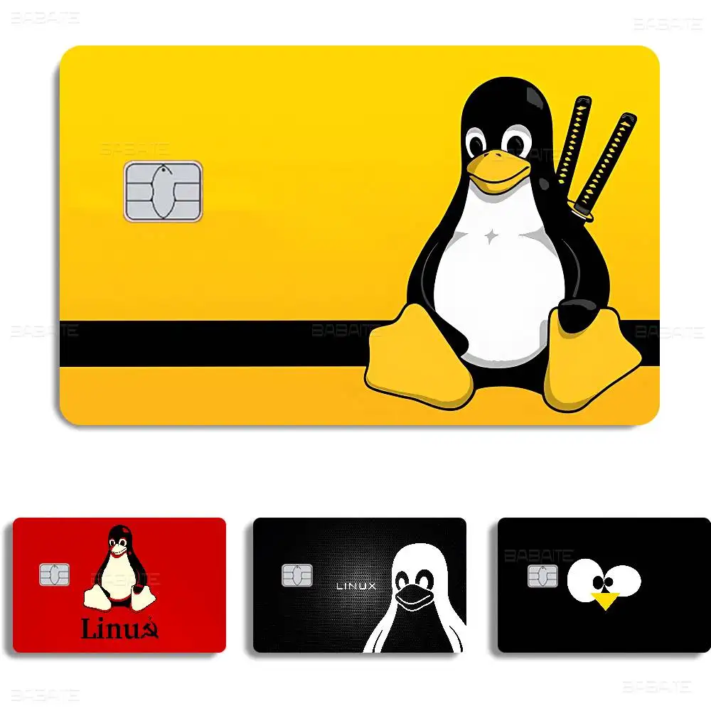 Linux Operating System Tux Penguin Game Anime Sticker Film Skin Cover Case for Small Large No Chip Debit Credit Card Front Side