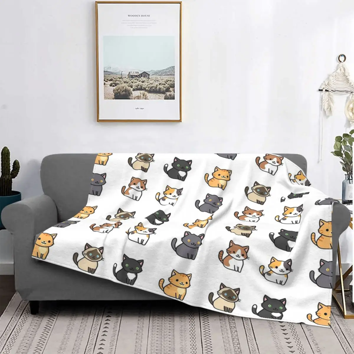 

Cat Blanket Fleece All Season Cute Animal Portable Lightweight Throw Blankets for Home Bedroom Rug Piece