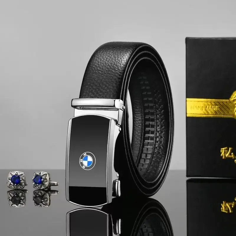 حزام سيارة BMW الفاخر للرجال من جلد البولي يوريثان بإبزيم دبوس BMW عالي الجودة من العلامة التجارية الشهيرة حزام الخصر للجينز مقاس كبير