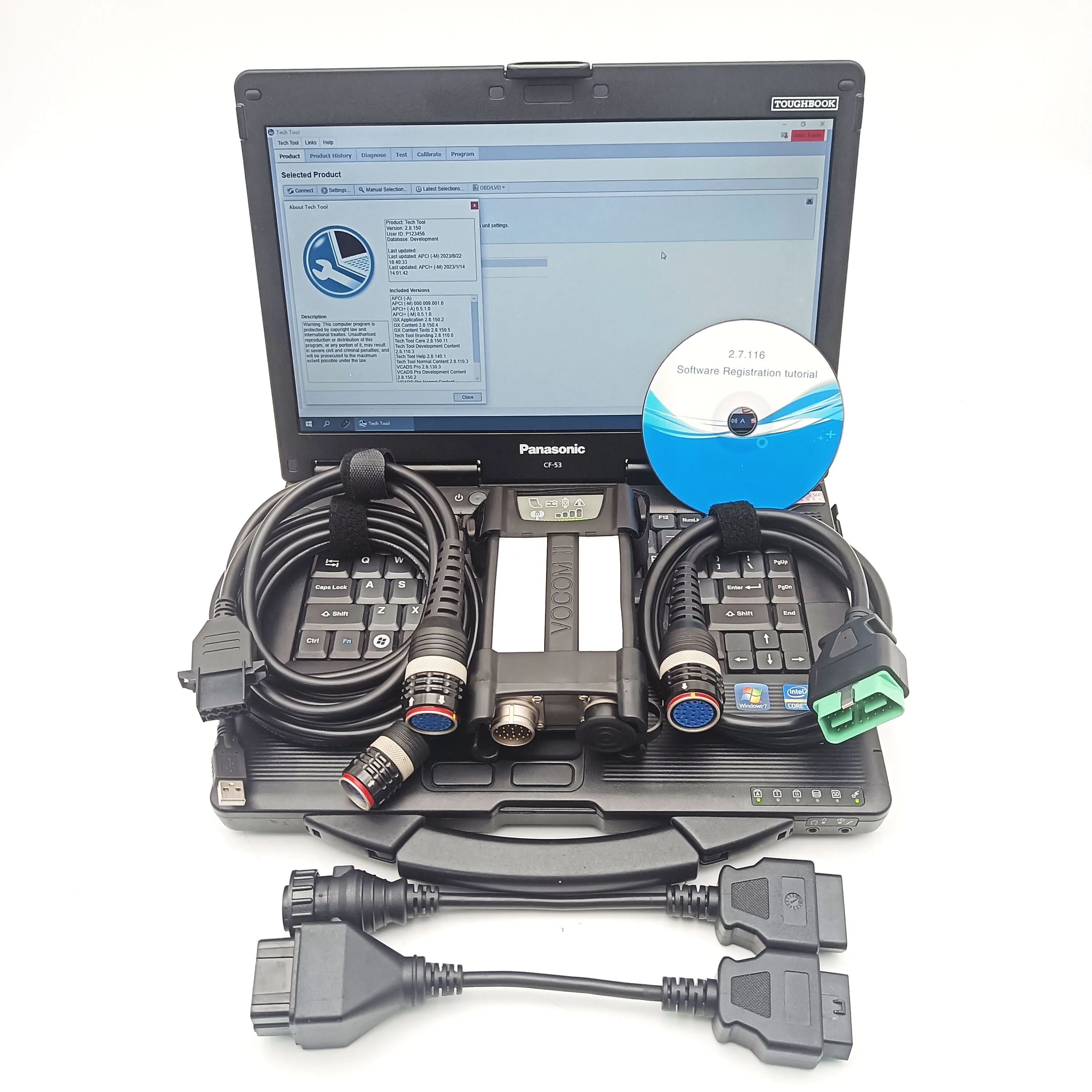 

Programmable Diagnostic Tool, r for VOCOM l EFI, Engine Block Excavator Truck Software, 894000, 2.8.150 with laptop