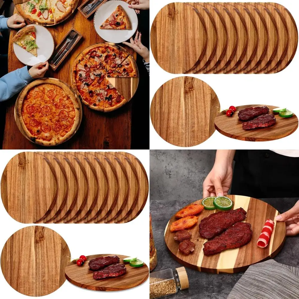 

12 Acacia Round Cutting Boards, 10-Pack, 0.6 Thick, Smooth Surface, Multipurpose Boards for Food Prep and Serving