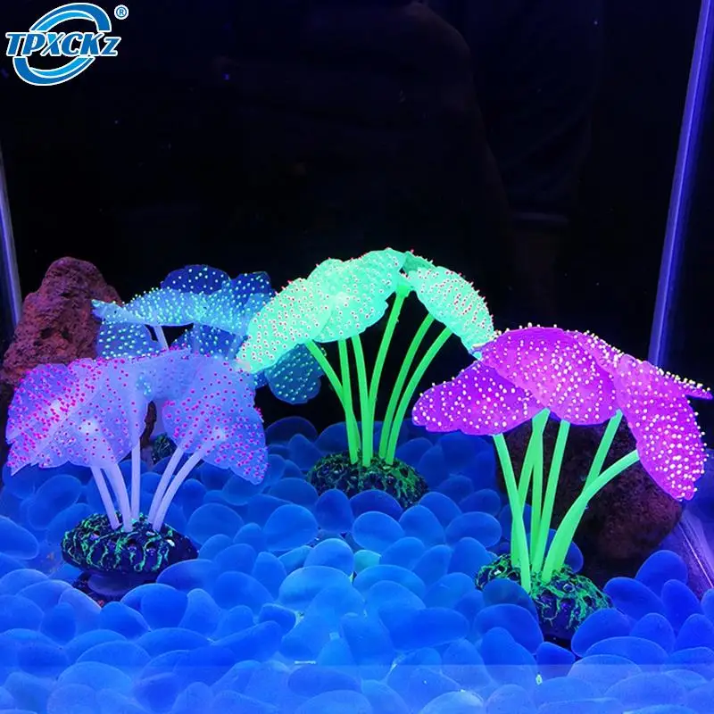 Environmentally Silicone Glowing Artificial Fish Tank Aquarium Coral Plants Underwater Ornament Fish Tank Aquarium Decor Hot