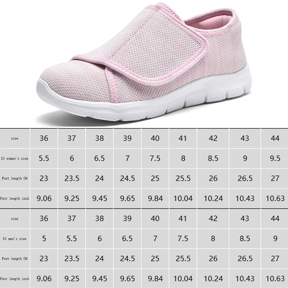 Uomo Donna Scarpe da passeggio Scarpe da ginnastica comode da passeggio Chiusura regolabile Scarpe extra larghe Leggere per anziani Piedi gonfi