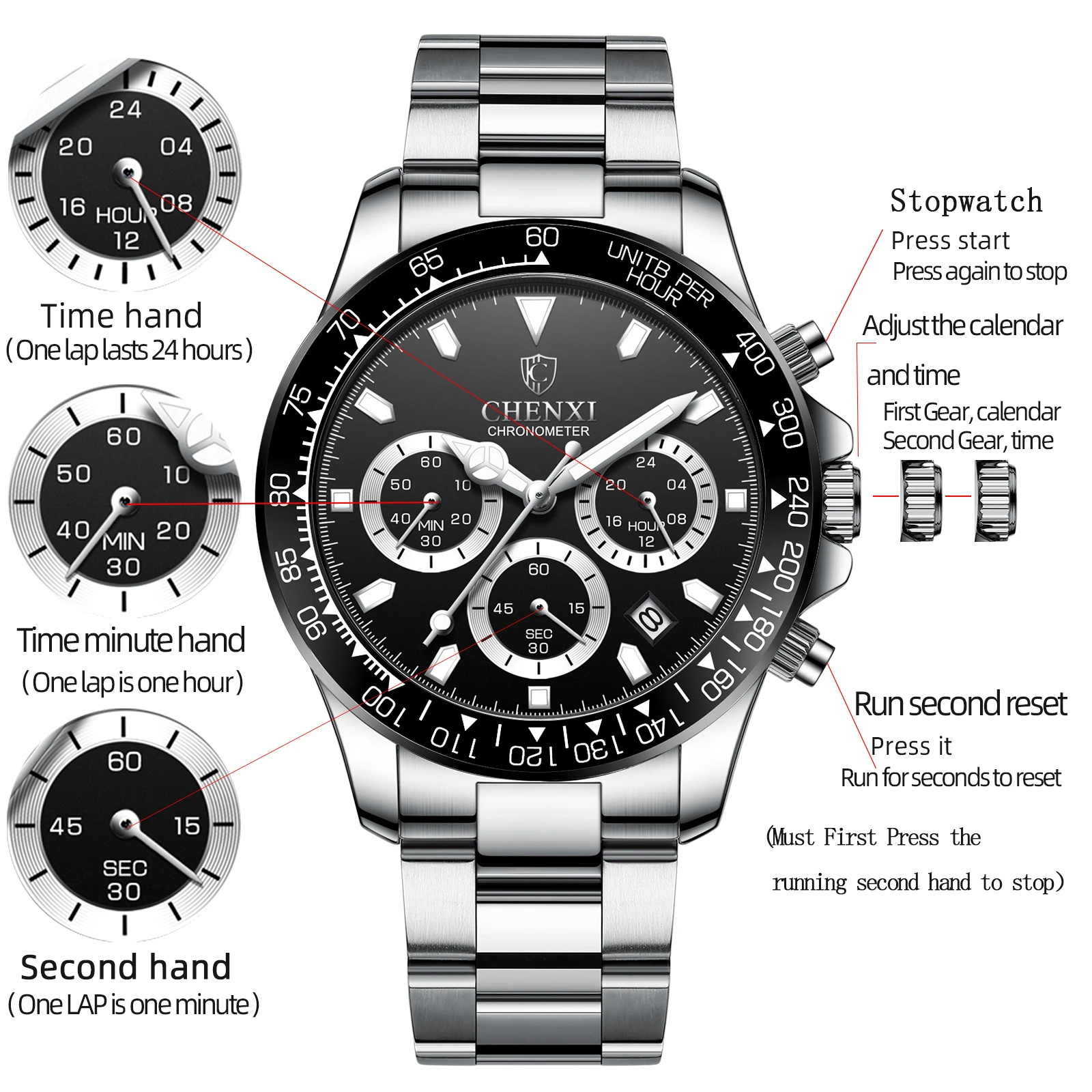 

Chenxi 908 Brand Watch Men Steel Sports Watches Men's Army Military Quartz Wristwatch Chronograph Male Clock Relogio Masculino