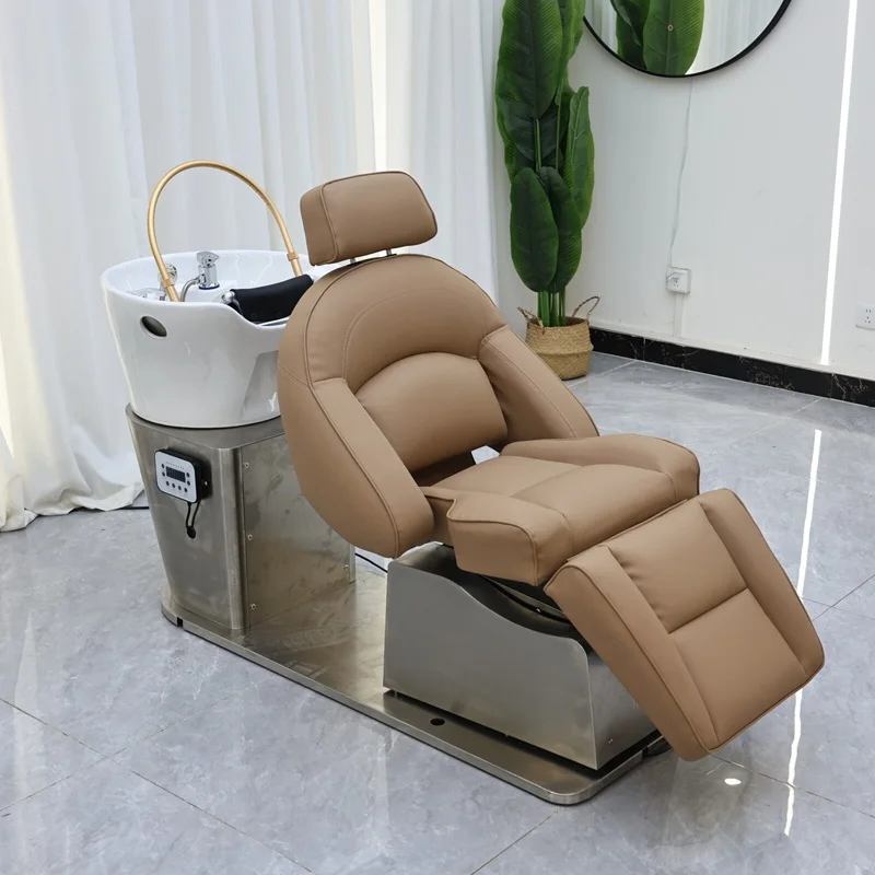 Luxury Beauty Hair Salon Furniture Head Spa Electric Shampoo Chair Bed Hair Washing Chair Massage Head Spa Shampoo Bed for Salon
