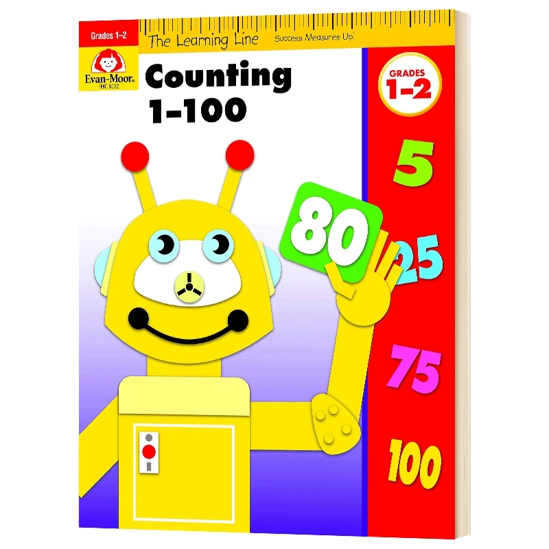 

Evan-Moor Learning Line: Counting 1-100, Grade 1 - 2 Workbook,aged 5 6 7 8 English Word Handwriting Workbook books 9781596731943