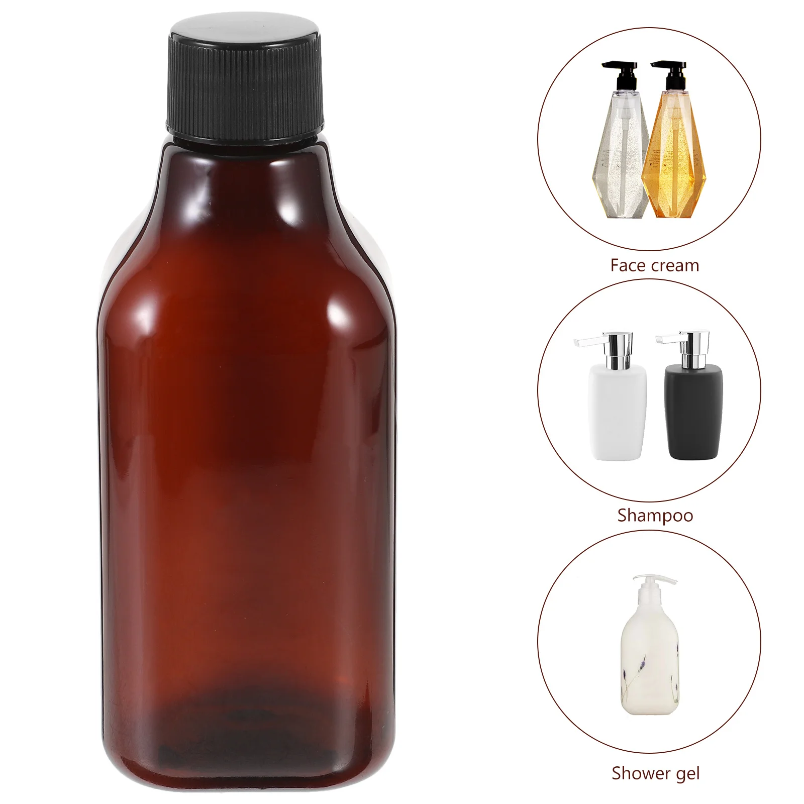 

5Pcs Long Neck Square Bottles 200Ml Lightweight Travel Size Refillable Containers for Shampoo Lotion Conditioner Leakproof