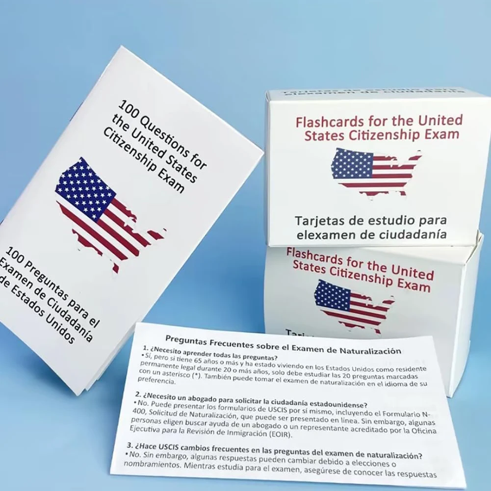 Flashcards สําหรับพลเมืองสหรัฐฯ น้ําหนักเบา แบบพกพาสําหรับการเตรียมการทดสอบ