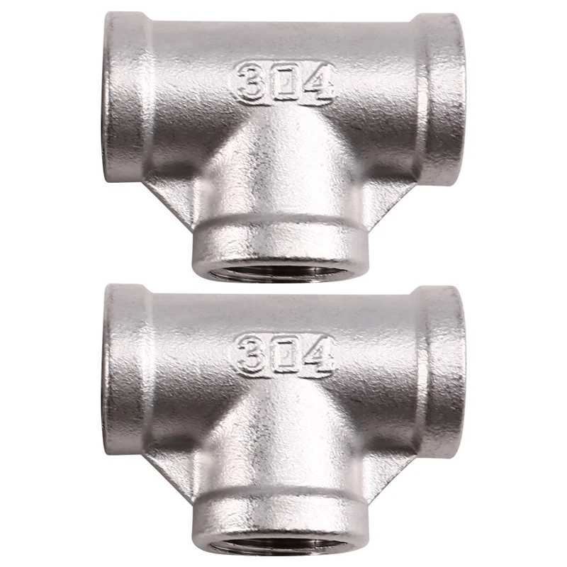 T98C-2PCS Fitting 1/2" Innengewinde T-Stück BSPT Rohrverbinder Fitting 1/2" BSPT Rohrverbinder