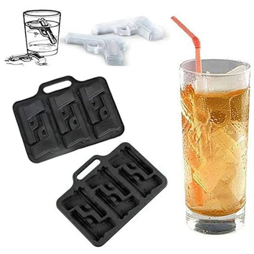 DIY Ice Handgun Shaped Ice Mold Tray Drink Accessories Safety Soft  Silicone Mold for Chocolate Jelly
