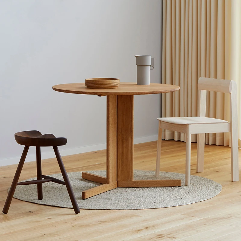 

Wabi Sansan Solid Wood Round Table Nordic Modern Small Household Dining Table Japanese Log Wind Homestay