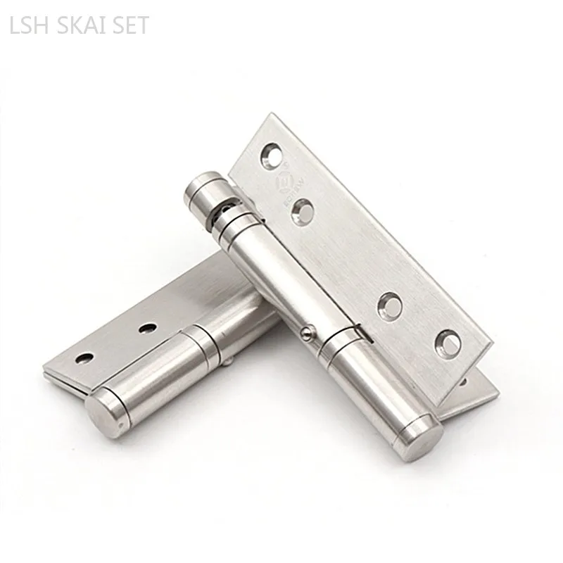2Pcs/5 Inches Stainless Steel Positioning Buffer Hinge Spring Hydraulic Damped Hinge Hidden Door Hinge Furniture Hardware