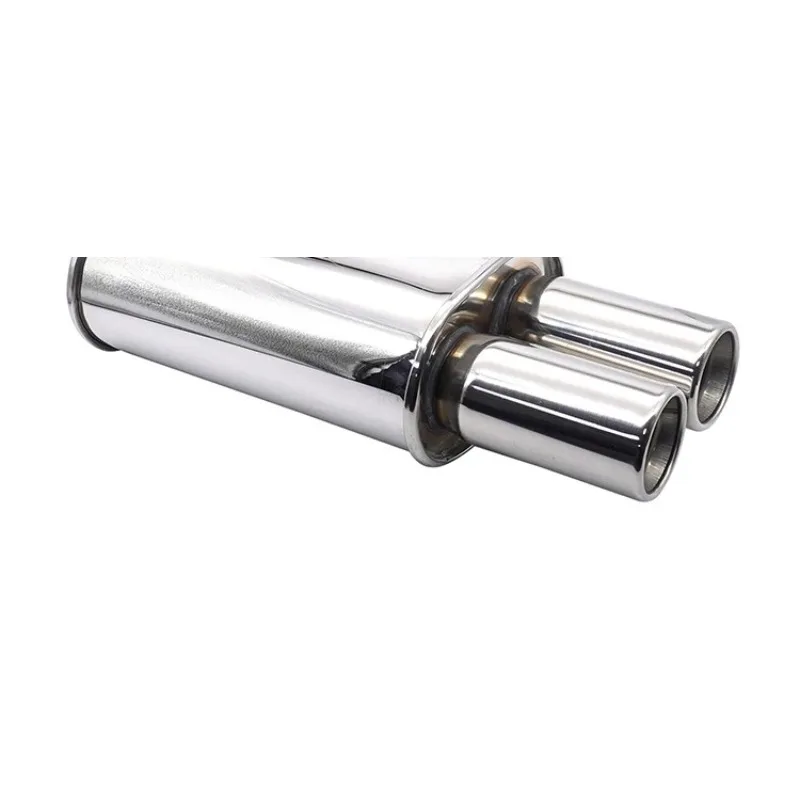 Stainless Steel Car Exhaust Muffler Pipes Racing Sport Tailpipe System Turbo Sound Boost Mufflers Tips Double Inlet Outlet