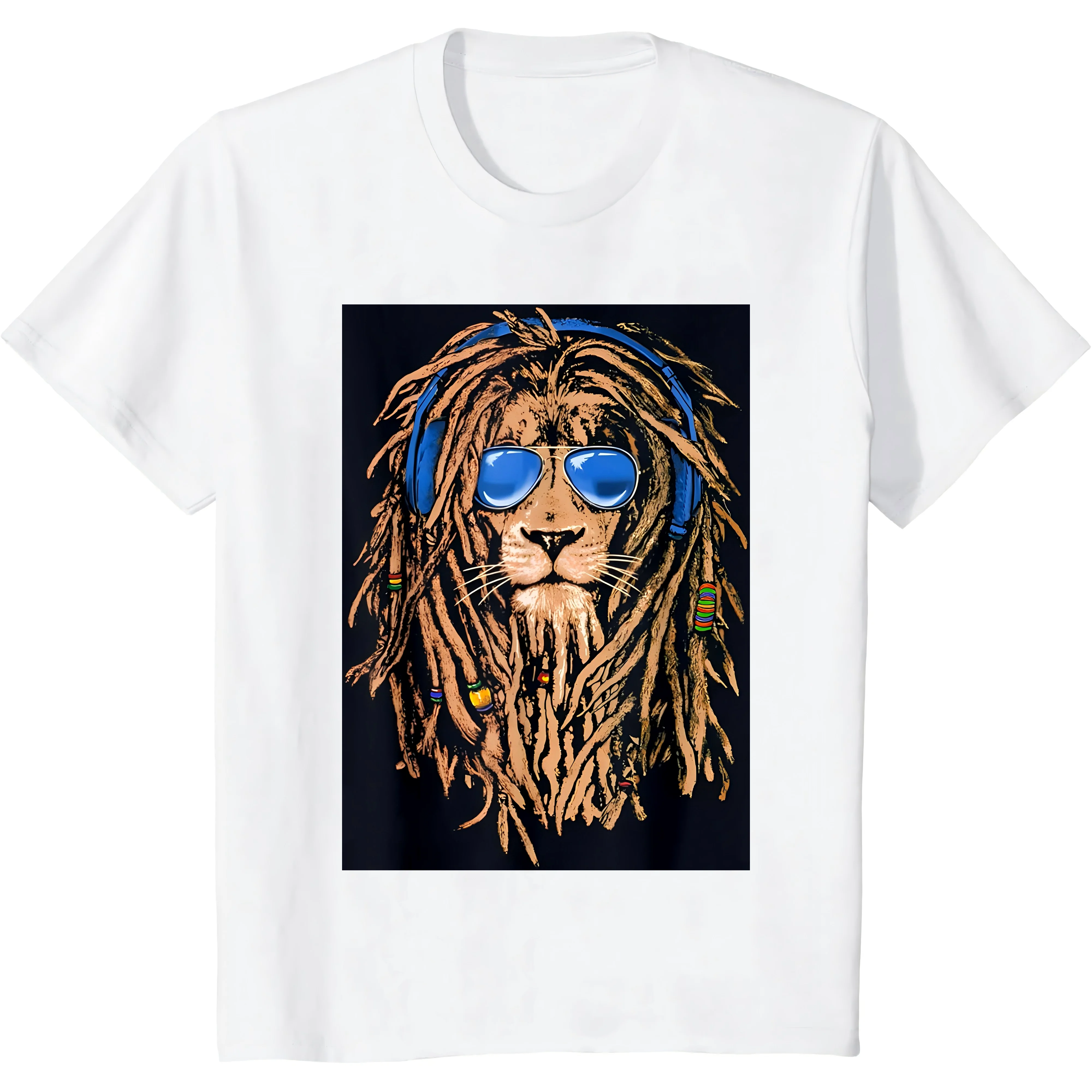 Lion with Headphones and Dreads - Awesome graphic T-shirt